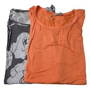 Studio 1886 Womens Ruched Sleeve Orange & Gray Floral Tops Size L (12-14)
